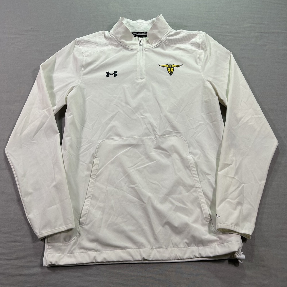Under Armour San Antonio Brahmas Jacket Mens Small White 1/4 Zip Windbreaker XFL